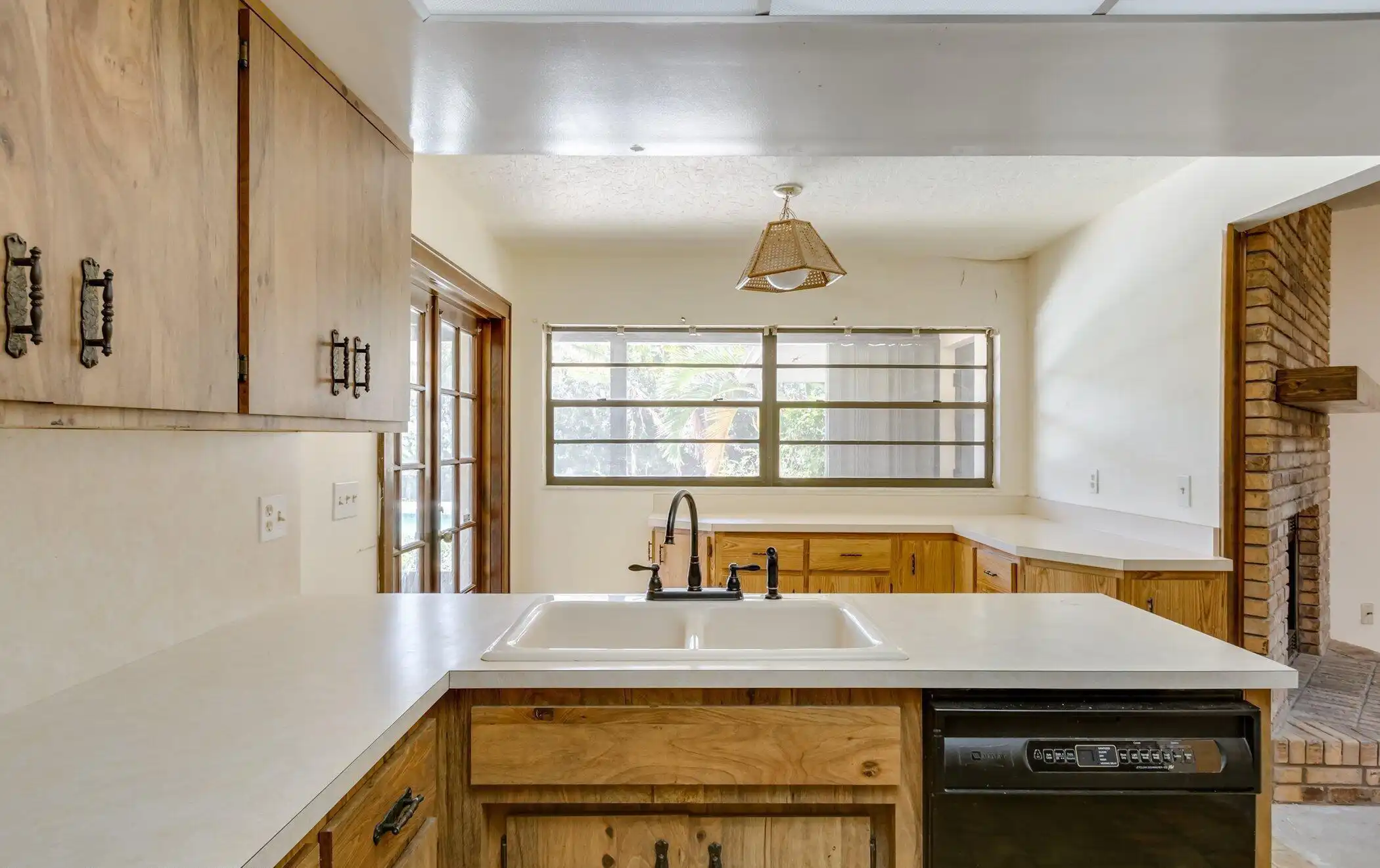 4 Judy Court Kitchen Before — Island and Fireplace